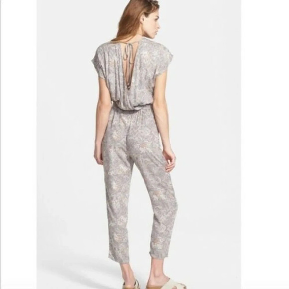 Free People Universal‎ Surplice Jumpsuit In Taupe - Picture 2 of 8